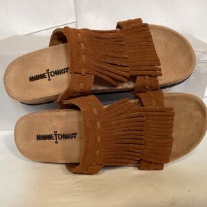 Fringe Suede Leather Minnetonka Daisy sandals brown  women’s size 6
